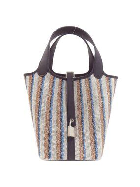 Hermes Picotin Lock PM Couverture Silver Handbag Toile H Swift